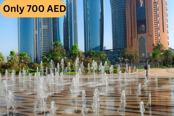 Abu Dhabi City Fountain and Skyline View for VIP Desert Safari Package