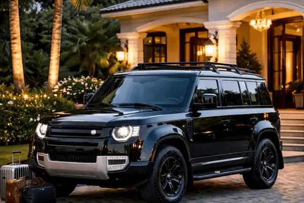 Luxury Land Rover Defender for VIP Transfer Service in Desert Safari Abu Dhabi