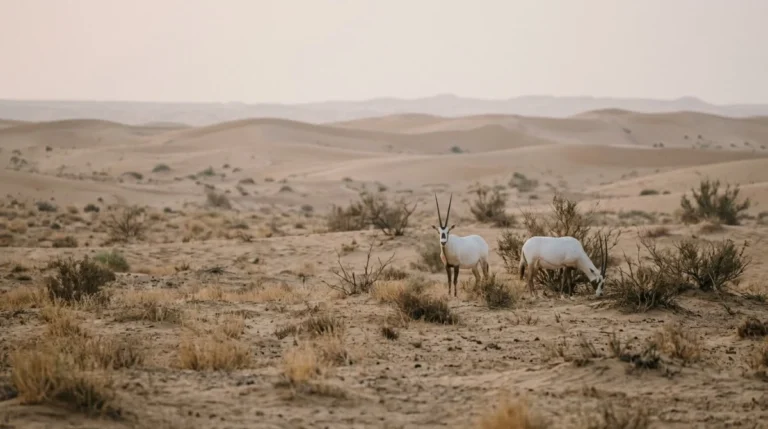 Arabian oryx in the desert near Al Ain