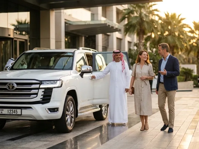 Land Cruiser returning guests to their hotel after the desert safari