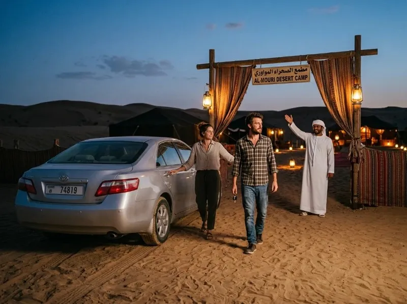 Live entertainment at the Abu Dhabi desert safari camp in the evening