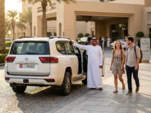 Sharing 4x4 Land Cruiser pickup desert safari Abu Dhabi