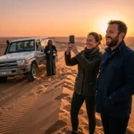Sunrise desert safari Abu Dhabi private dawn couple