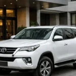 White Toyota Fortuner for Private Hotel Pick and Drop Desert Safari Abu Dhabi